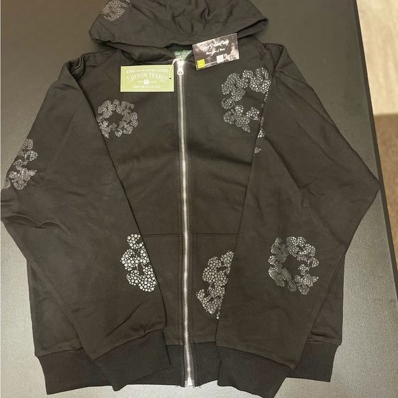 Denim Tears The Cotton Wreath Zip Up Sweatshirt Black